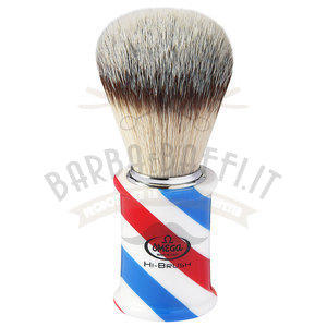 Pennello da barba in fibra sintetica Hi-BRUSH “BARBER POLE” Omega 46735