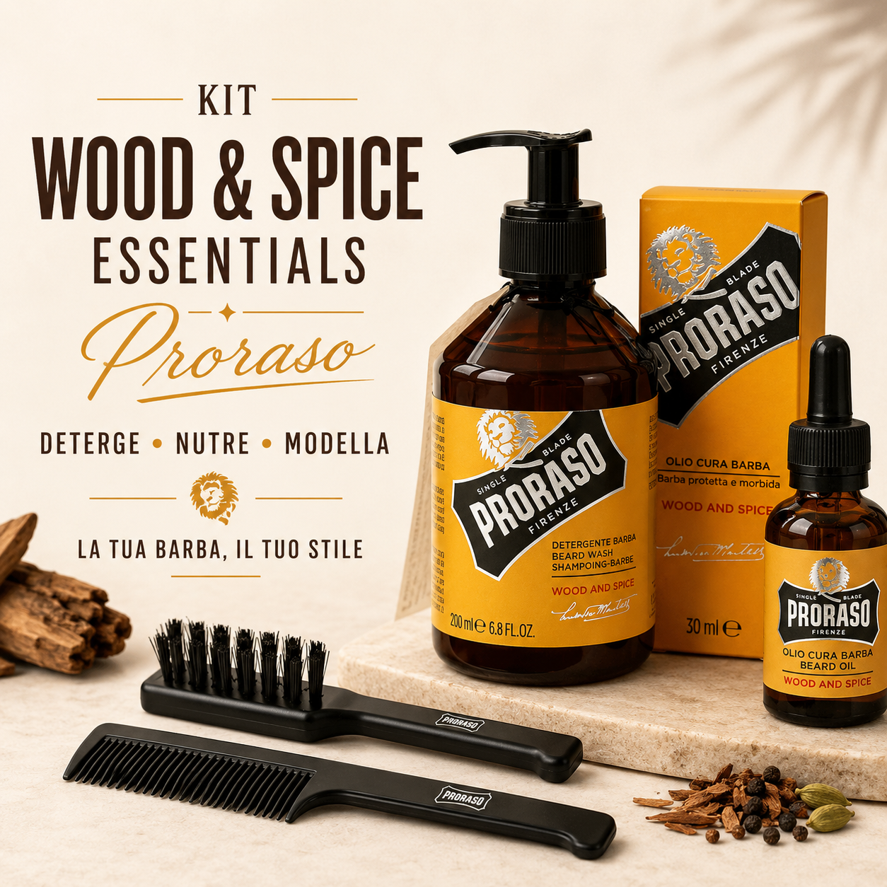 Wood & Spice Essentials – Kit Barba Proraso