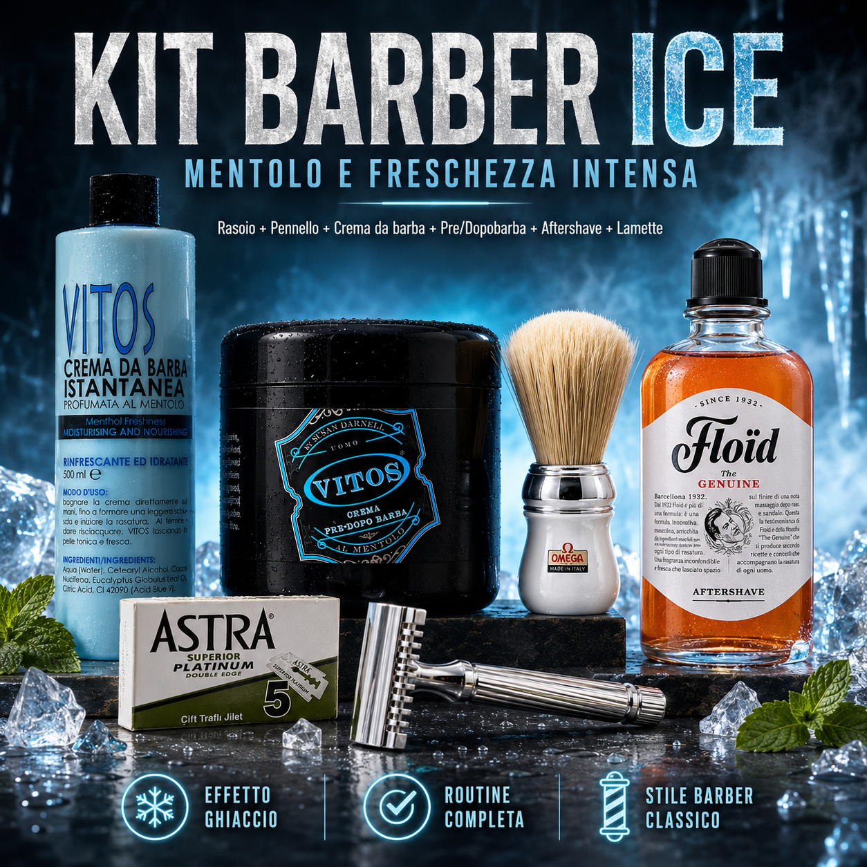Kit Barber Ice – Mentolo e freschezza intensa