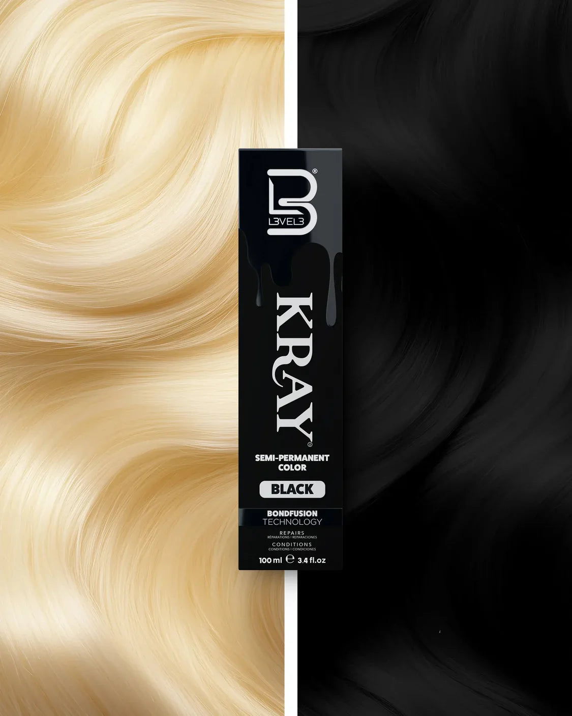 Kray Color Semi Permanente per Capelli Level 3 Black 100 ml