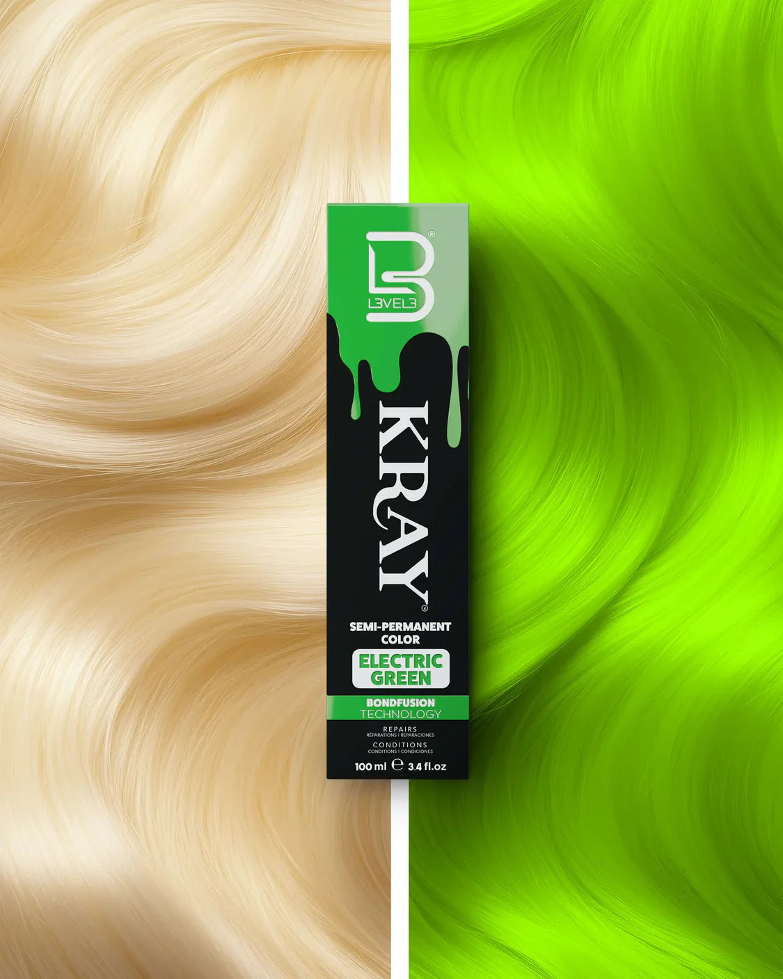 Kray Color Semi Permanente per Capelli Level 3 Electric Green 100 ml