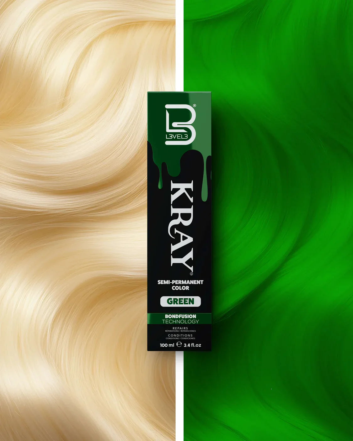 Kray Color Semi Permanente per Capelli Level 3 Green 100 ml