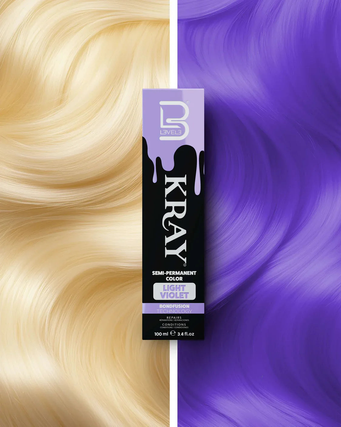 Kray Color Semi Permanente per Capelli Level 3 Light Violet 100 ml