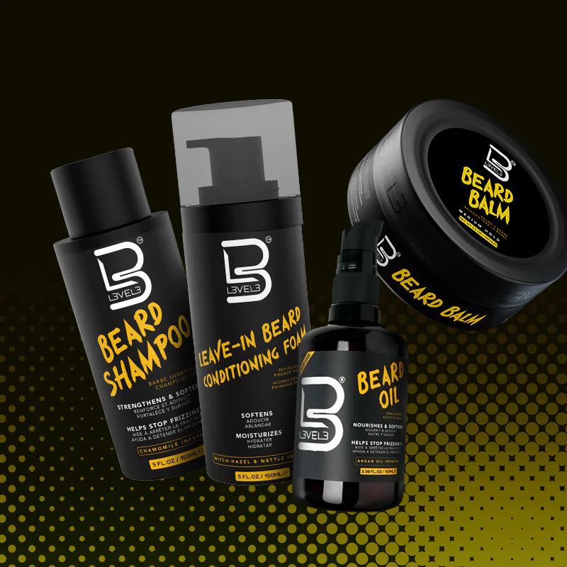 Kit Cura Barba Level 3 - Beard Shampoo 150 ml - Beard Balm 100 ml - Leave In Beard Conditioner Foam  150 ml - Beard Oil  100 ml Level 3