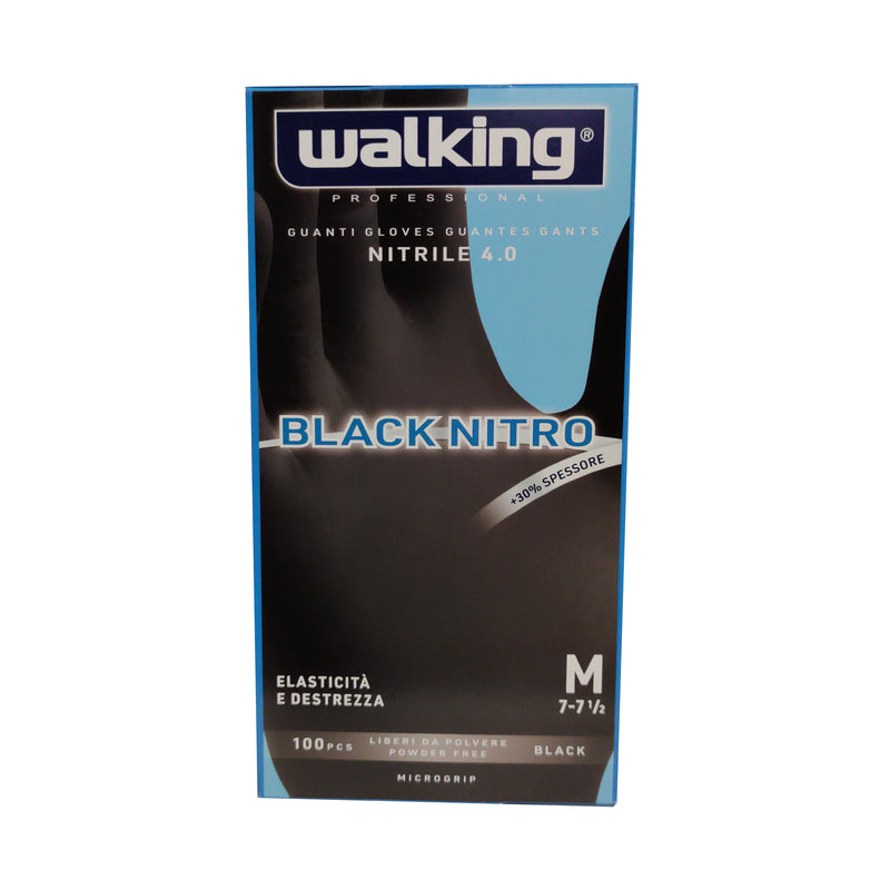 Guanti Black Nitro Walking senza polvere in Nitrile Media 100 pz.