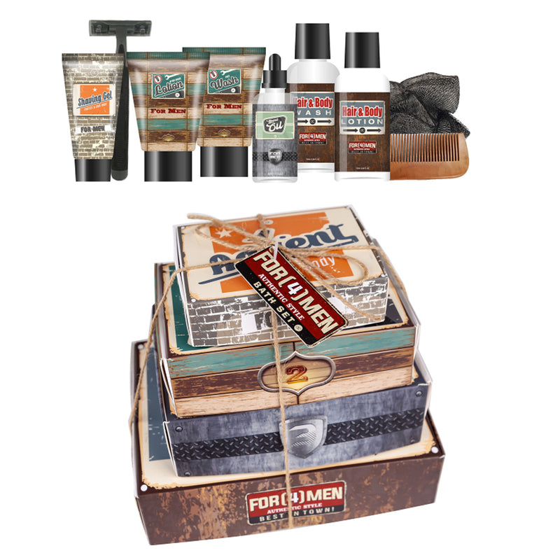 Set Bath For Men 4 scatole contenenti prodotti per viso corpo capelli ba