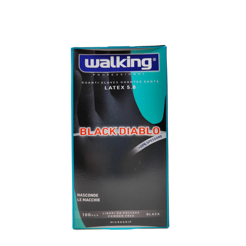 Guanti Black Diablo Walking senza polvere in puro lattice Large 100 pz.
