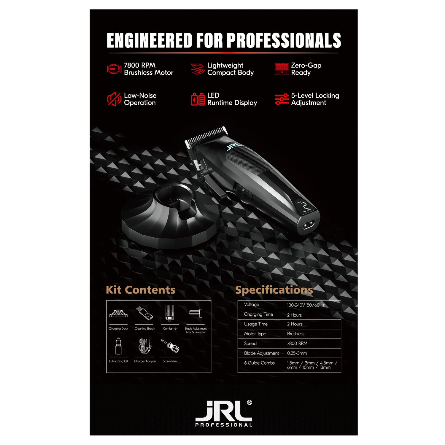 Tagliacapelli Professionale 3000C Fade Black JRL